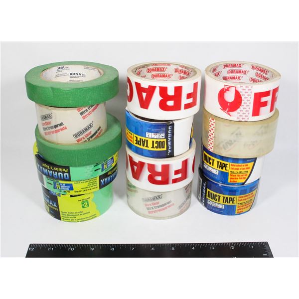 BOX OF ASSORTED TAPE, PAINTERS TAPE,
