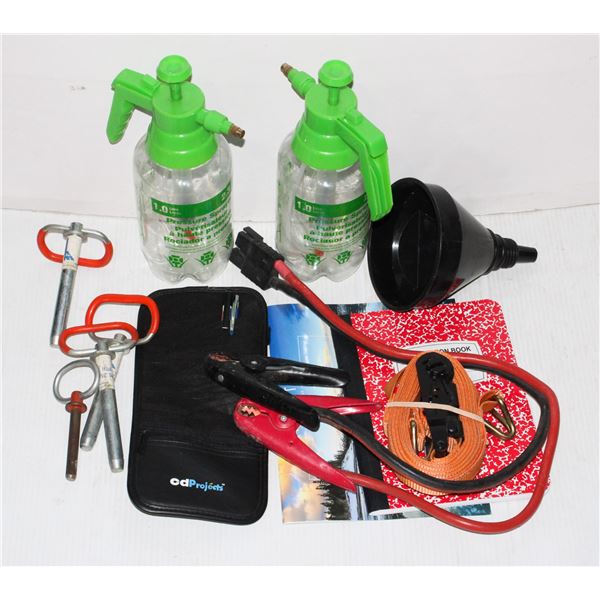 BOX OF SHOP ITEMS INCLUDING FUNNEL, RATCHET