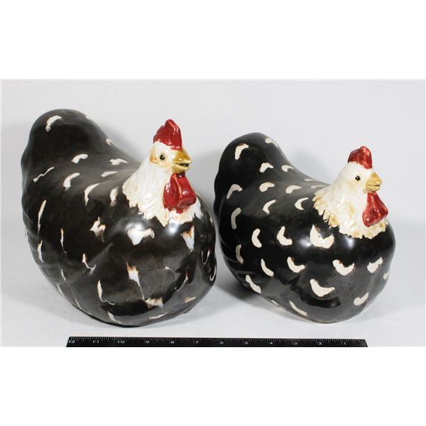TWO CERAMIC CHICKEN FIGURES