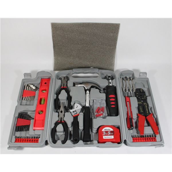 TOOLS SET IN CASE, HAMMER, PLIERS, ECT