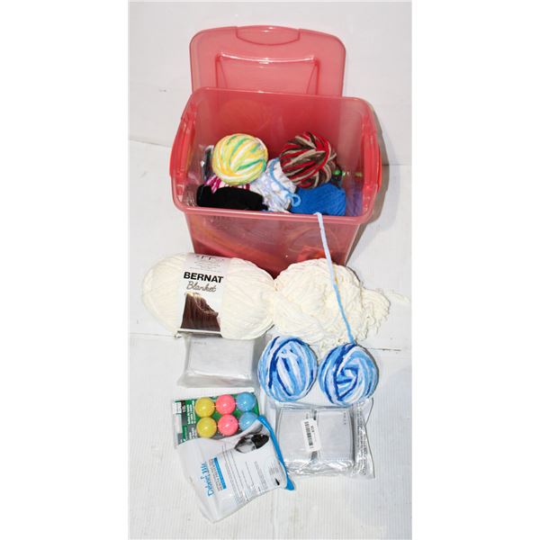 ESTATE TOTE OF YARN AND RELATED ITEMS