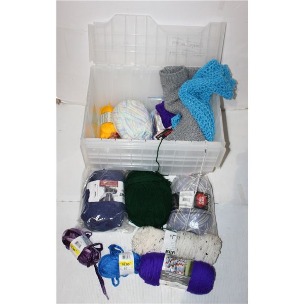 LARGE ESTATE TOTE OF YARN AND RELATED ITEMS