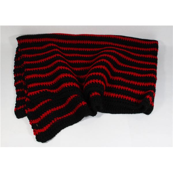 HOME MADE BLACK AND RED LAP BLANKET
