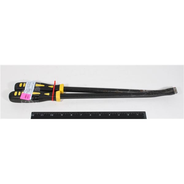 SET OF TWO LONG SCREWDRIVER HANDLE PRY BARS