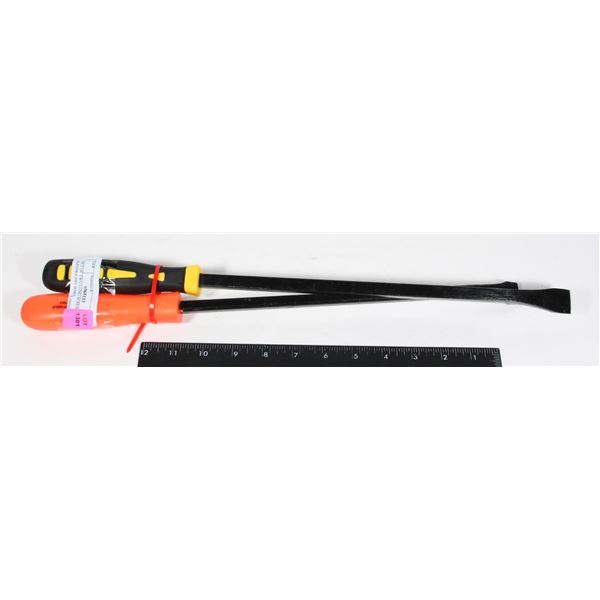 SET OF TWO LONG SCREWDRIVER HANDLE PRY BARS