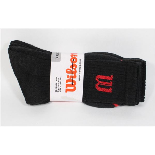 NEW MENS WILSON 3 PAIR PACK SPORT SOCKS