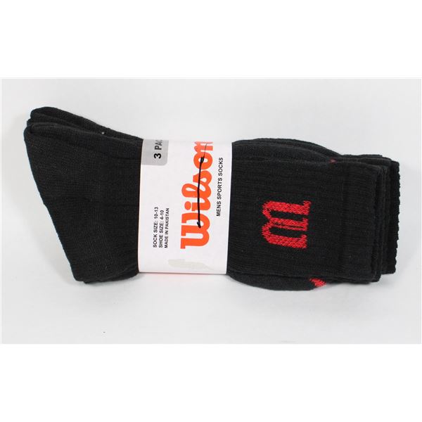 NEW MENS WILSON 3 PAIR PACK SPORT SOCKS