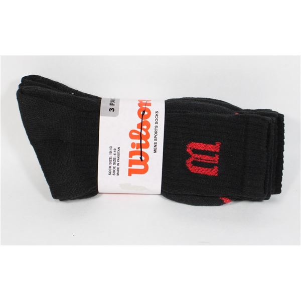 NEW MENS WILSON 3 PAIR PACK SPORT SOCKS