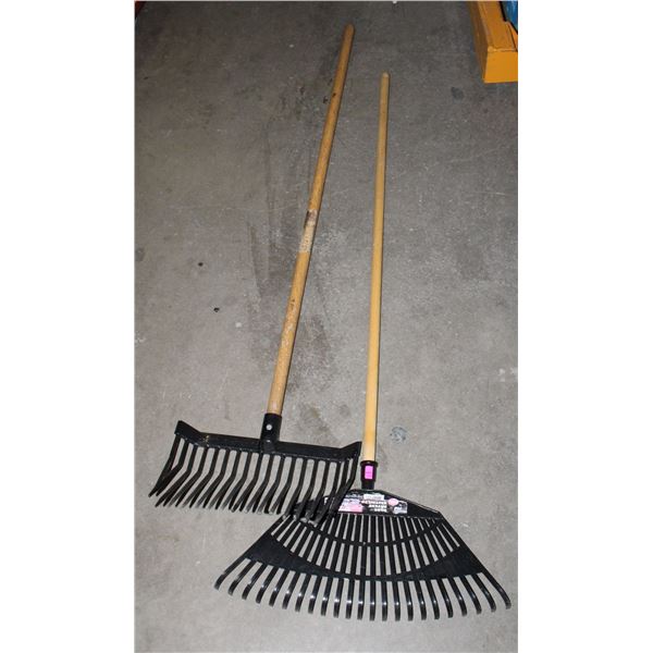 TWO LAWN RAKES