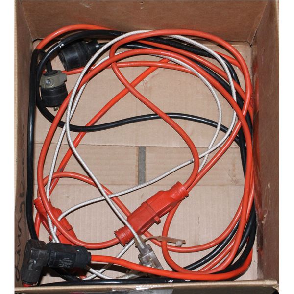 BOX OF ASSORTED SHORT EXTENSION CORDS