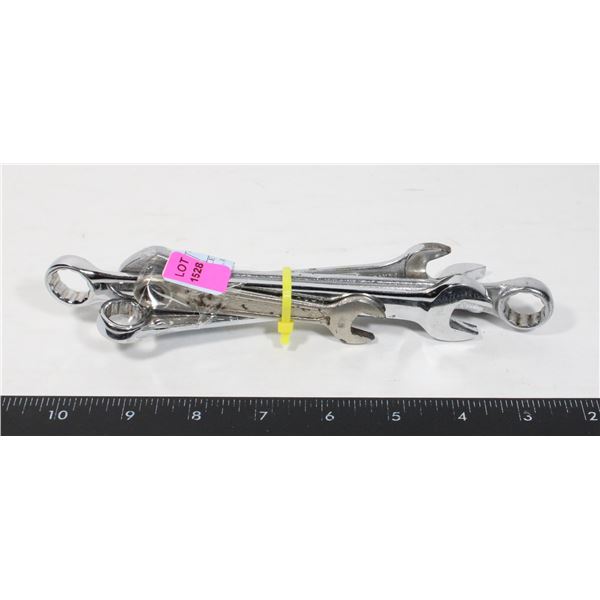 BUNDLE OF WRENCHES. 7/16", 9/16", 15mm, 1/2", 1/2"