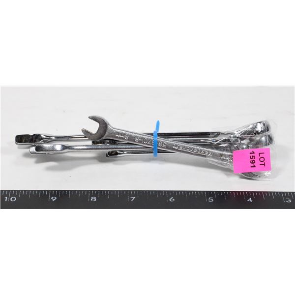 BUNDLE OF WRENCHES. 9/16", 8mm, 1/2", 3/8", 1/4"