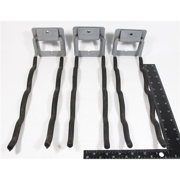 LOT OF 3 WALL MOUNT HEAVY DUTY GARAGE HOOKS