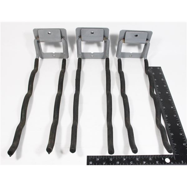 LOT OF 3 WALL MOUNT HEAVY DUTY GARAGE HOOKS