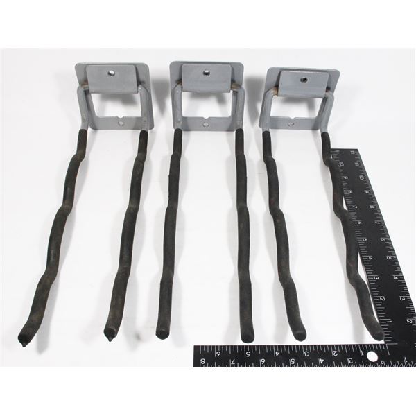 LOT OF 3 WALL MOUNT HEAVY DUTY GARAGE HOOKS