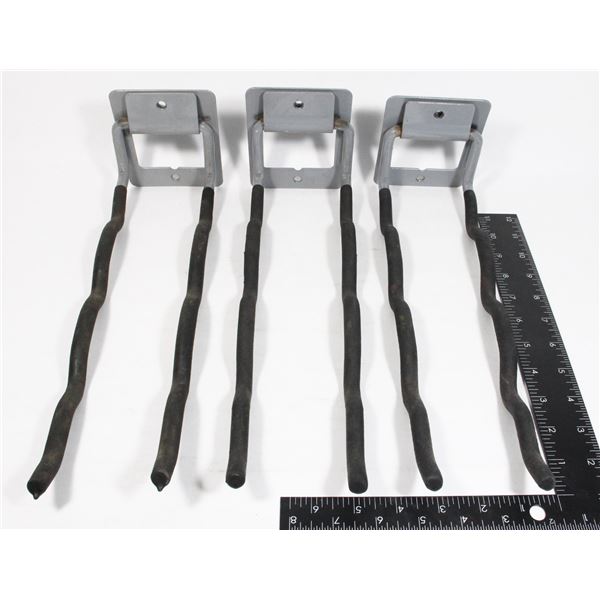 LOT OF 3 WALL MOUNT HEAVY DUTY GARAGE HOOKS