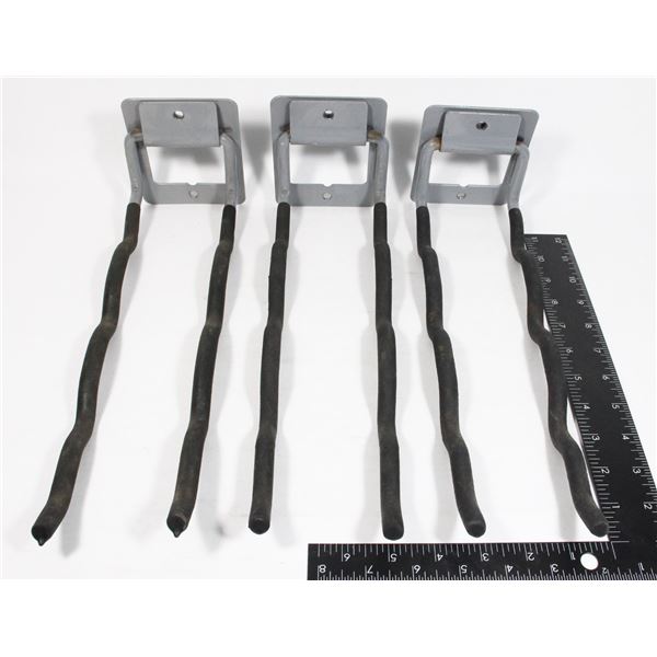 LOT OF 3 WALL MOUNT HEAVY DUTY GARAGE HOOKS