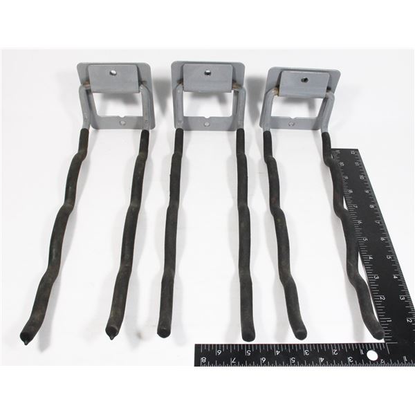 LOT OF 3 WALL MOUNT HEAVY DUTY GARAGE HOOKS