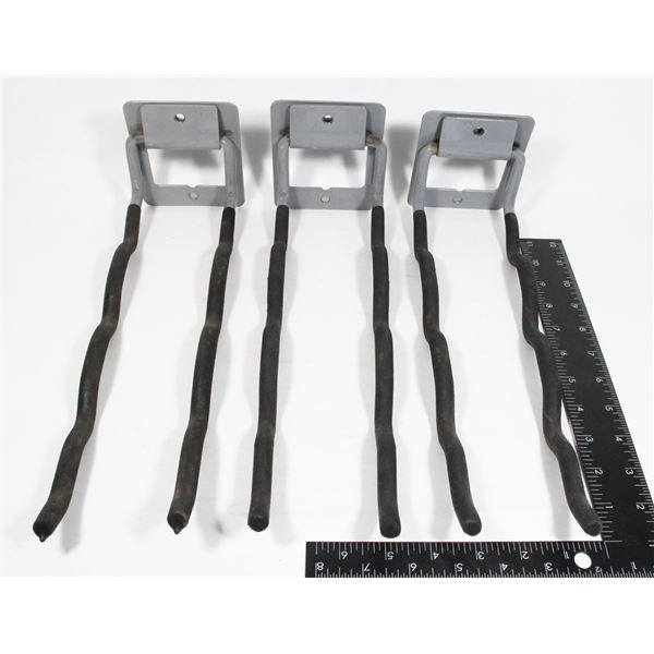 LOT OF 3 WALL MOUNT HEAVY DUTY GARAGE HOOKS