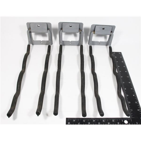 LOT OF 3 WALL MOUNT HEAVY DUTY GARAGE HOOKS