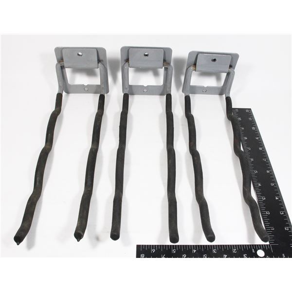 LOT OF 3 WALL MOUNT HEAVY DUTY GARAGE HOOKS