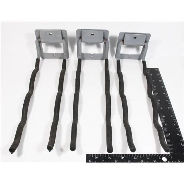 LOT OF 3 WALL MOUNT HEAVY DUTY GARAGE HOOKS