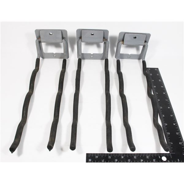 LOT OF 3 WALL MOUNT HEAVY DUTY GARAGE HOOKS
