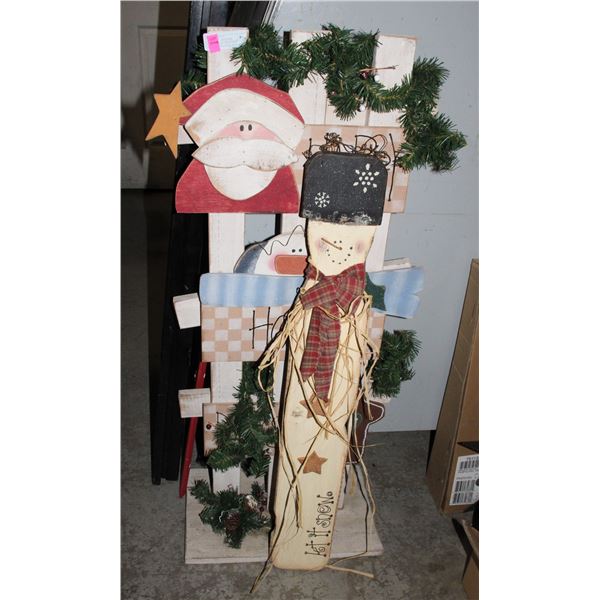 LOT OF CHRISTMAS DECORATIONS, WOOD STAND UP