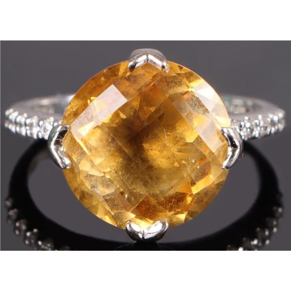 STERLING SILVER CITRINE CZ LADIES RING