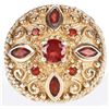 Image 1 : GARNET ORNATE GOLD-TONED STERLING SILVER RING