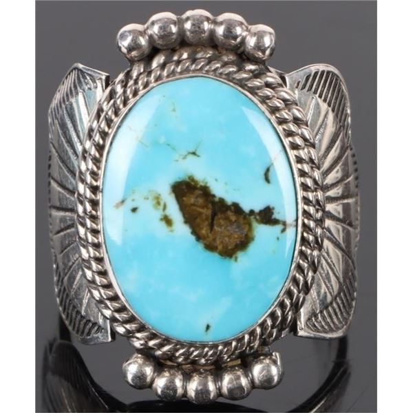 ZUNI INDIAN TURQUOISE STERLING SILVER RING