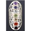 Image 1 : BEAUTIFUL STERLING  7 GEMSTONE FULL FINGER RING