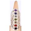 Image 2 : BEAUTIFUL STERLING  7 GEMSTONE FULL FINGER RING