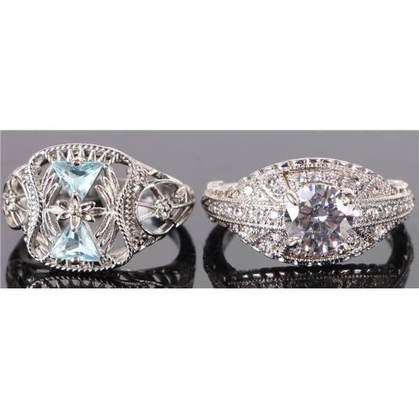 ORNATE FILIGREE CUBIC ZIRCONIUM STERLING RINGS