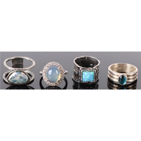 OPAL & MOONSTONE STERLING SILVER LADIES RINGS