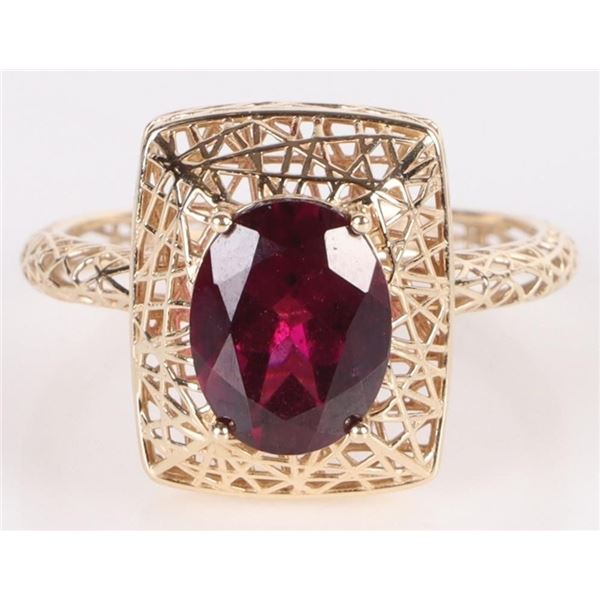 BEAUTIFUL 1CT OVAL GARNET 10K FILIGREE  RING
