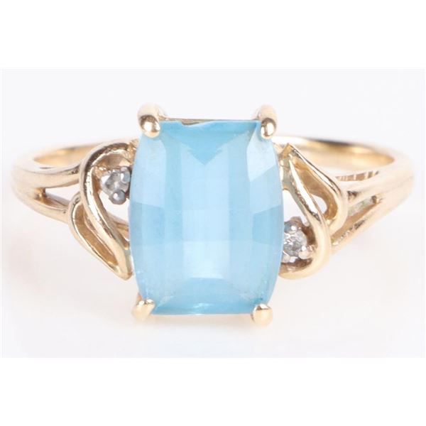 BLUE TOPAZ DIAMOND 10K YELLOW GOLD LADIES RING