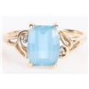 Image 1 : BLUE TOPAZ DIAMOND 10K YELLOW GOLD LADIES RING