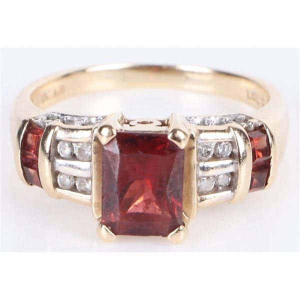 1.5CT GARNET DIAMOND 10K YELLOW GOLD LADIES RING
