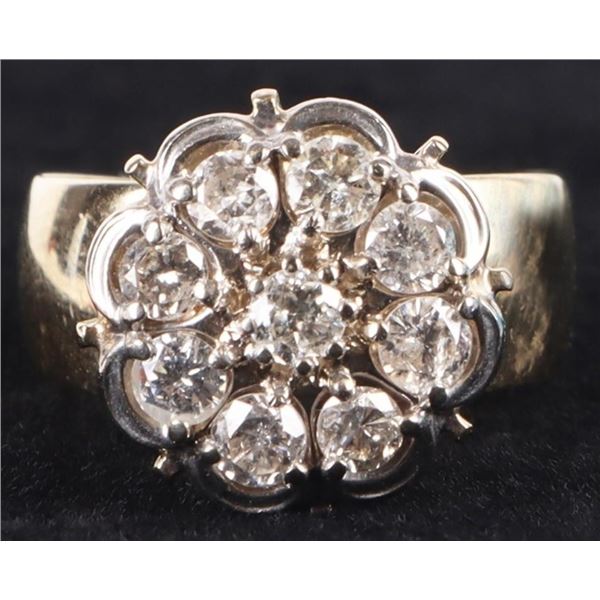 1.01CTW DIAMOND FLOWER 10K GOLD LADIES RING