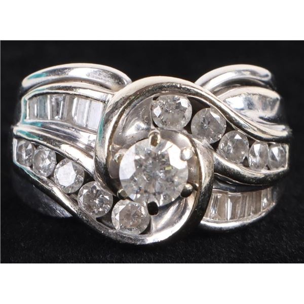14K WHITE GOLD DIAMOND LADIES ORNATE RING