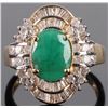 Image 1 : 14K YELLOW GOLD EMERALD DIAMOND RING W/ CERT