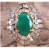 Image 2 : 14K YELLOW GOLD EMERALD DIAMOND RING W/ CERT