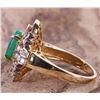 Image 3 : 14K YELLOW GOLD EMERALD DIAMOND RING W/ CERT