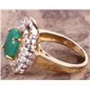 Image 4 : 14K YELLOW GOLD EMERALD DIAMOND RING W/ CERT