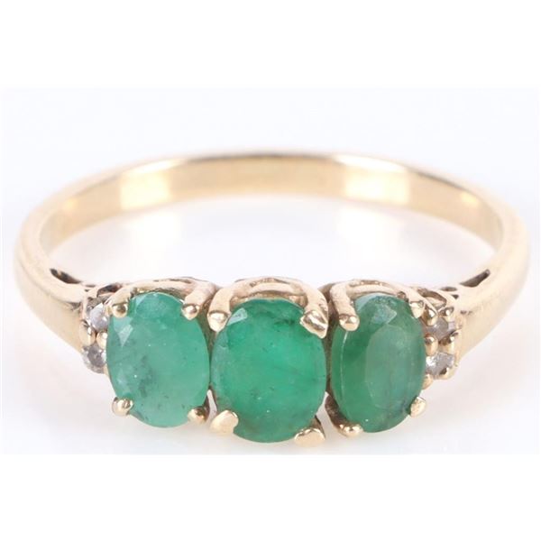 0.90CTW EMERALD DIAMOND 14K YELLOW GOLD RING