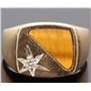 Image 1 : 14K DIAMOND & TIGERS EYE MEN'S SIGNET RING