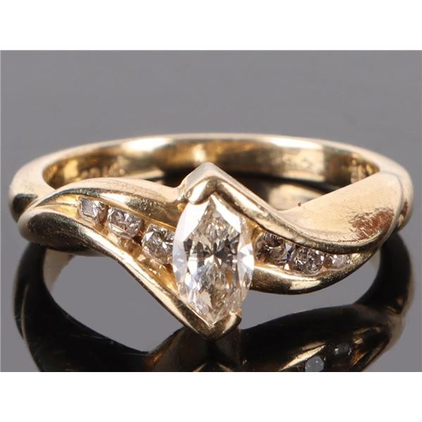 14K  YELLOW GOLD 0.5CTW MARQUISE DIAMOND RING