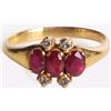 Image 1 : 14K GOLD DIAMOND & TRI-RUBY RING