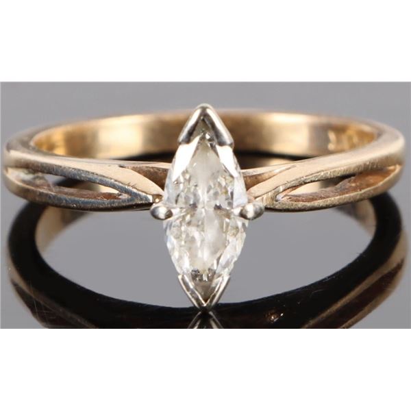 0.50CT CENTER MARQUISE DIAMOND 14K GOLD RING